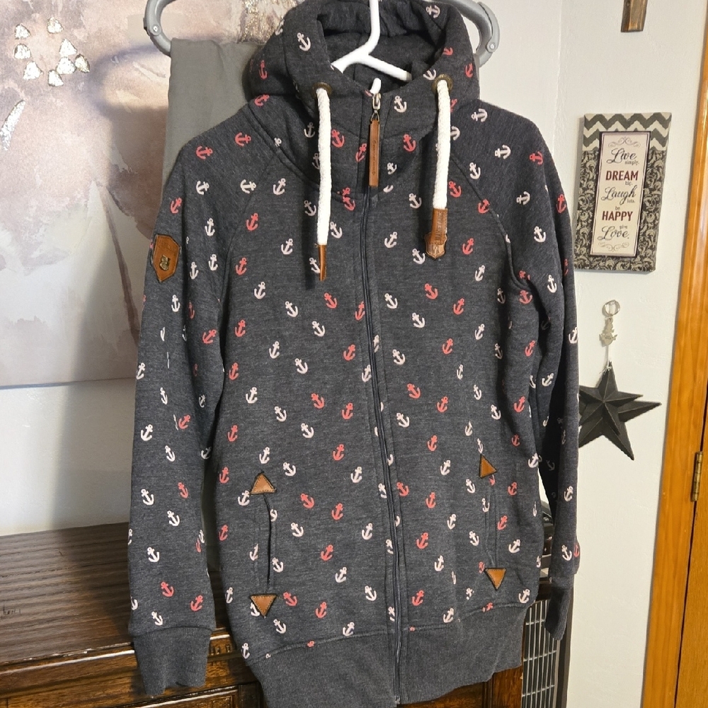 Naketano Gray Anchor Print Hoodie
